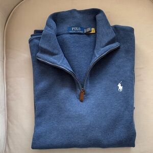 Polo Ralph Lauren Men’s Blue Quarter-Zip Cotton Sweater XL